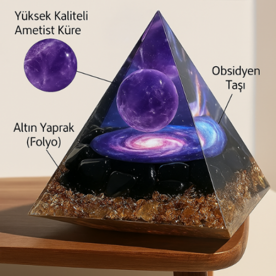 Orgon Bakır Vorteks Ametist Kristal Piramit