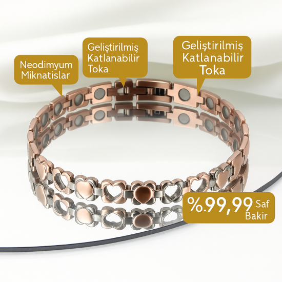Bileklik Vintage Katı Bakır – 3500 Gauss Manyetik Etki