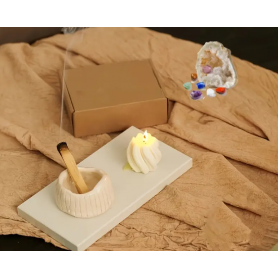 Palo Santo Tütsü Seti – 4 Adet Palo Santo Çubuğu ve Doğal Kristal Taşlar