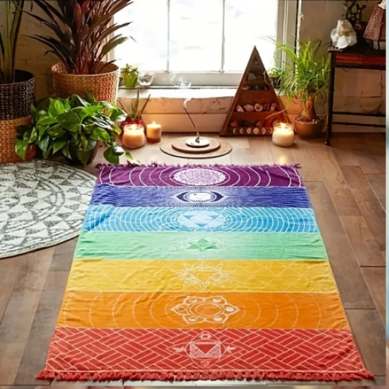 7 Renkli Çakra Meditasyon Matı
